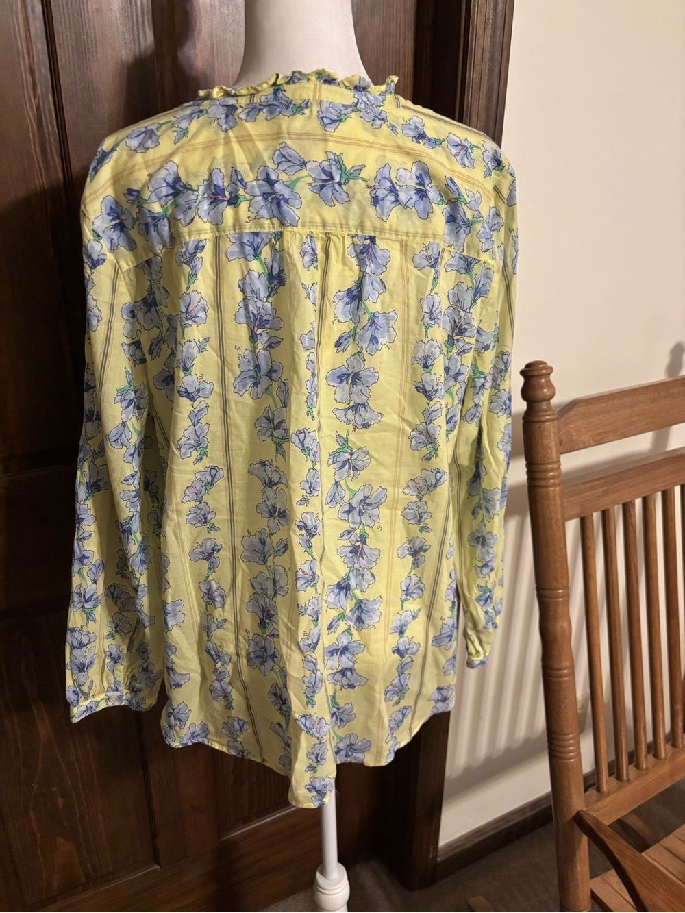 Talbots Yellow Floral Ruffle-Front Tunic - Picture 3 of 4